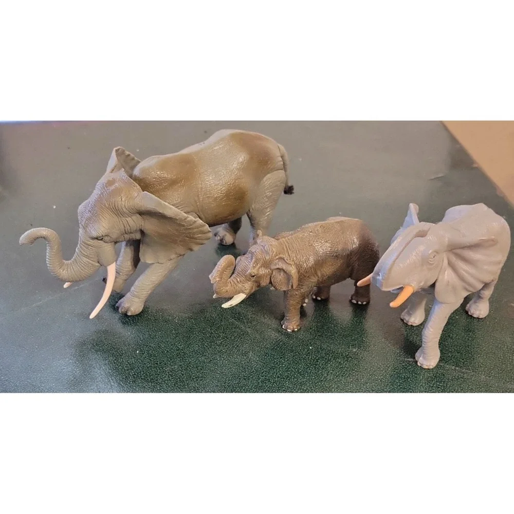 African Elephant Lot Figures Collectibles Jungle Zoo animals hard plastic